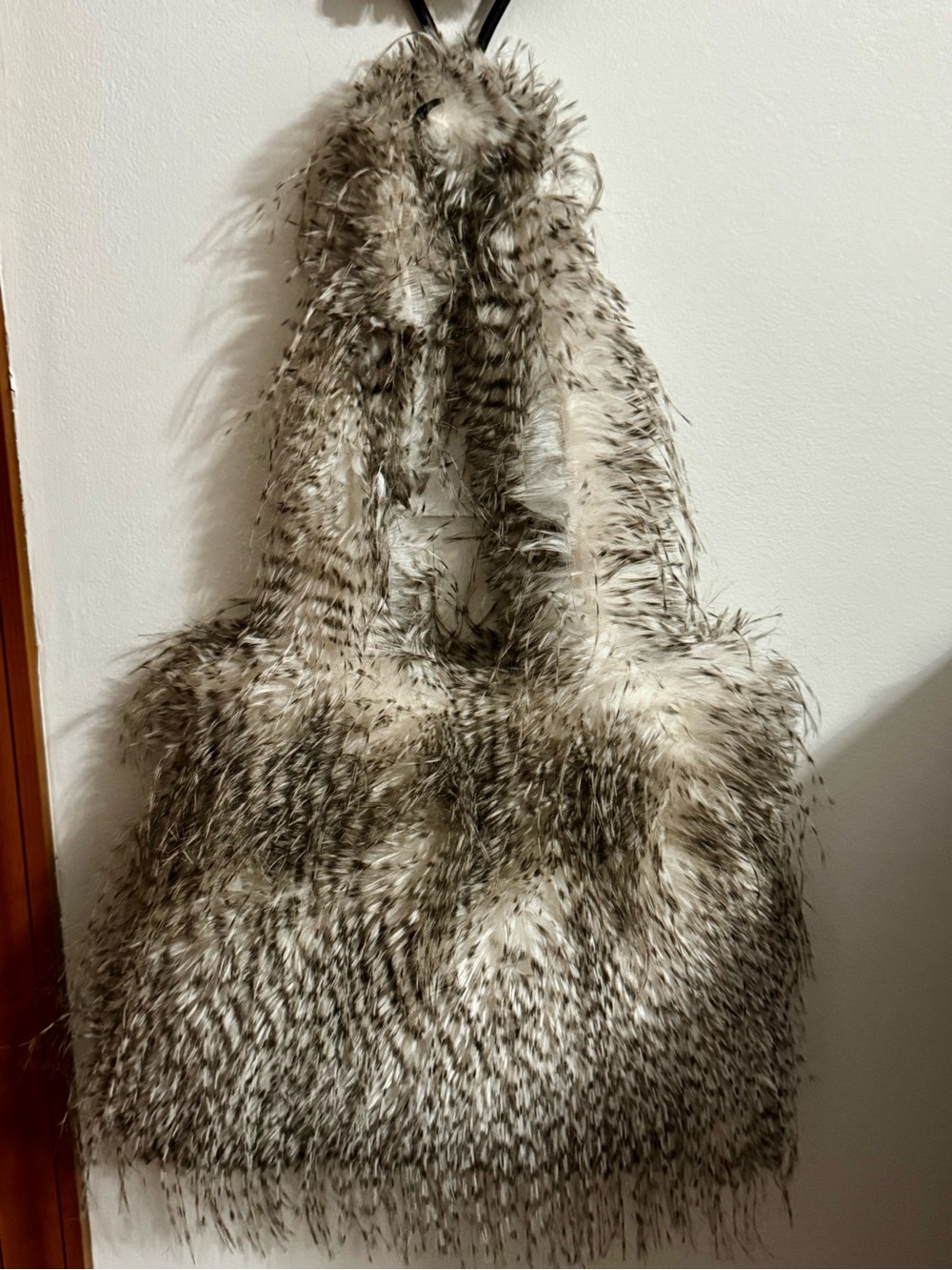Catherine Malandrino Gray Faux Fur Shoulder Tote